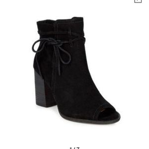 RIHANA PEEP TOE SUEDE BOOTIES IN BLACK